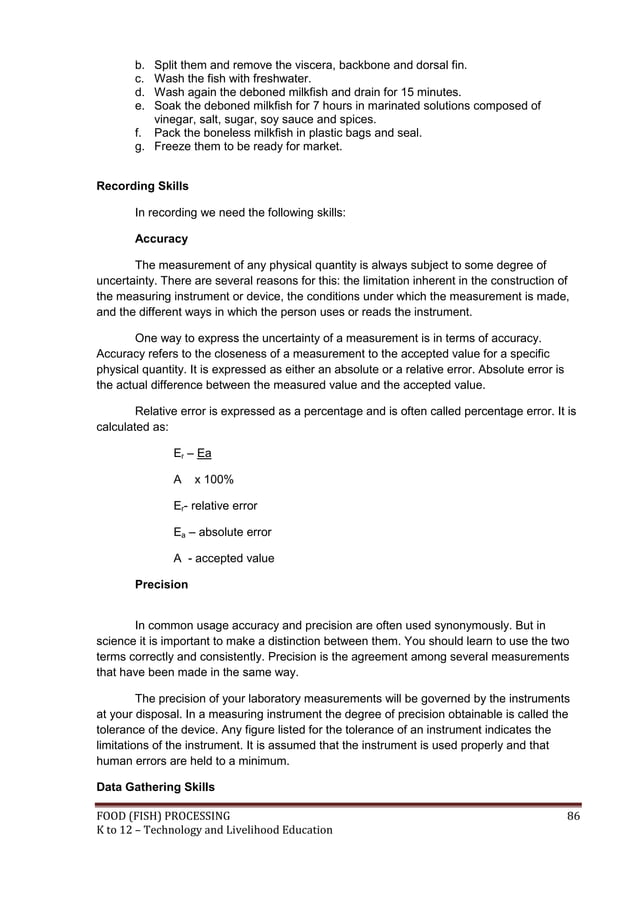 K to 12 fish processing learning module