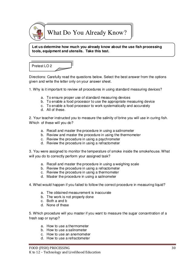 K to 12 fish processing learning module