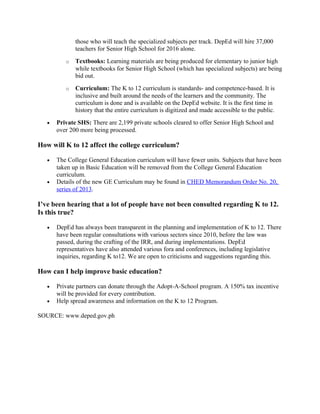 K to 12 General Information | DOC