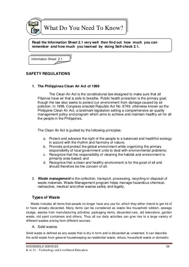 K To 12 Household Services Learning Module