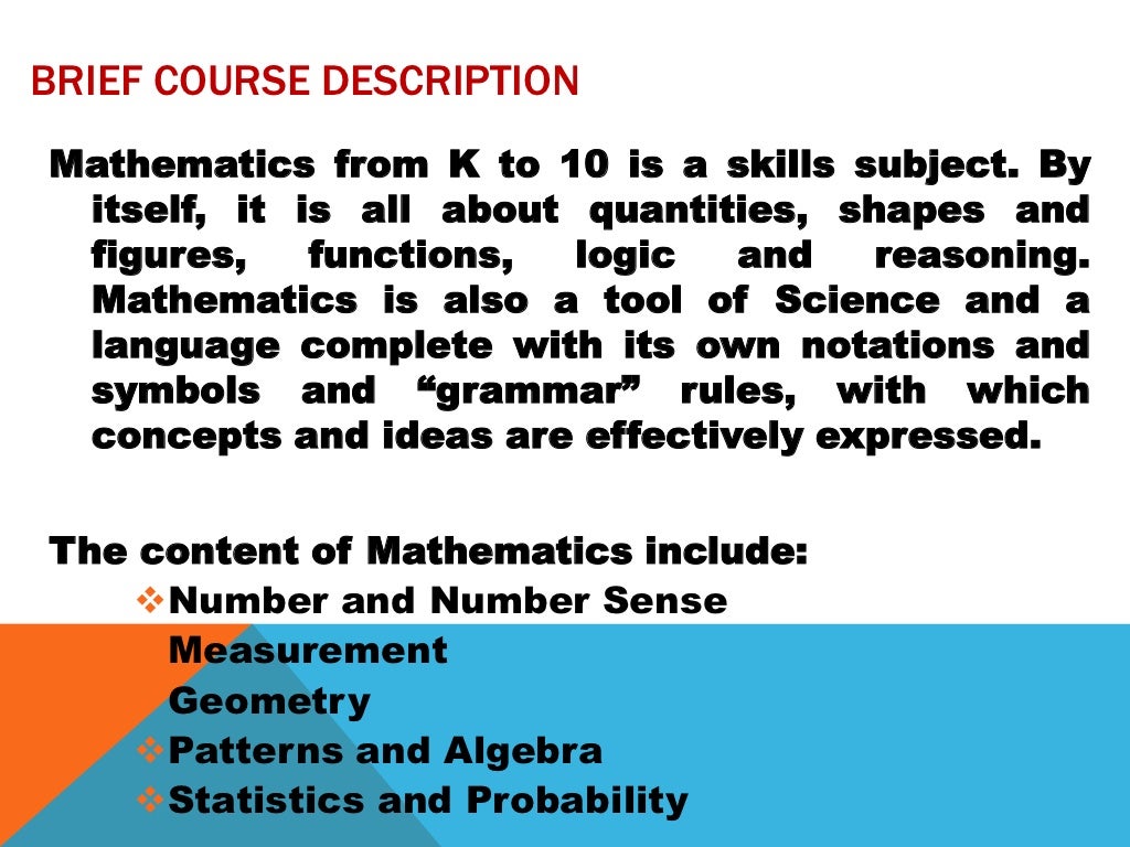 K to 12 math curriculum