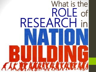 What is the
ROLE of
RESEARCH in
 