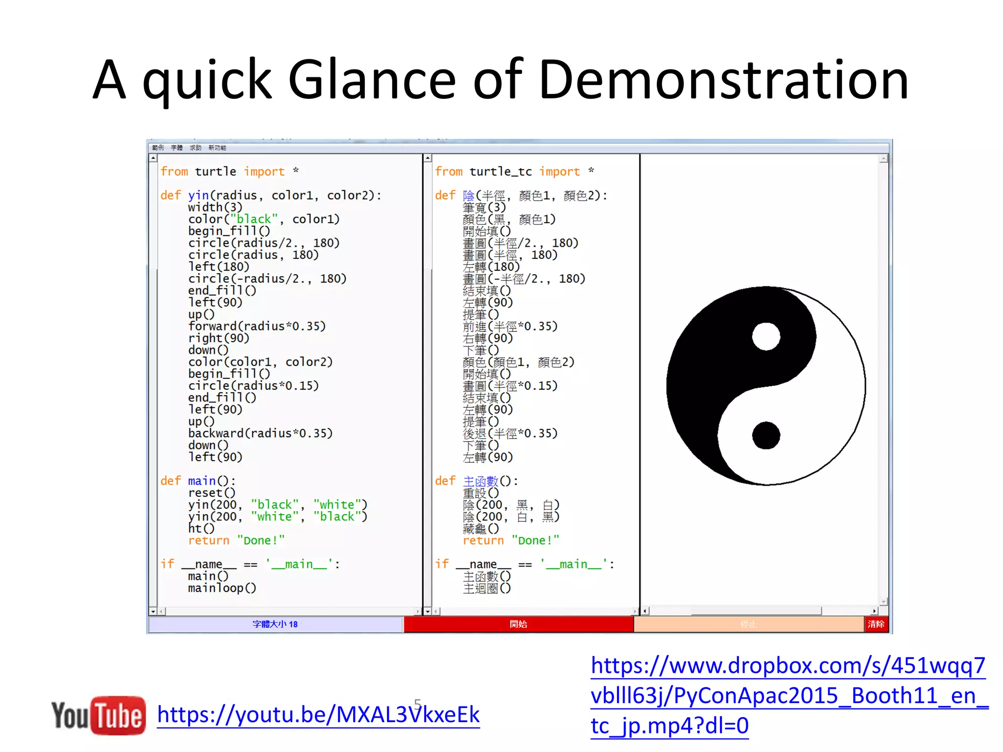 5
https://youtu.be/MXAL3VkxeEk
https://www.dropbox.com/s/451wqq7
vblll63j/PyConApac2015_Booth11_en_
tc_jp.mp4?dl=0
A quick Glance of Demonstration
 