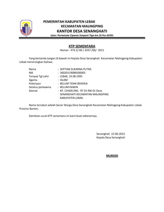 KTP SEMENTARA | PDF