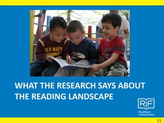 WHAT THE RESEARCH SAYS ABOUT
THE READING LANDSCAPE
11
 