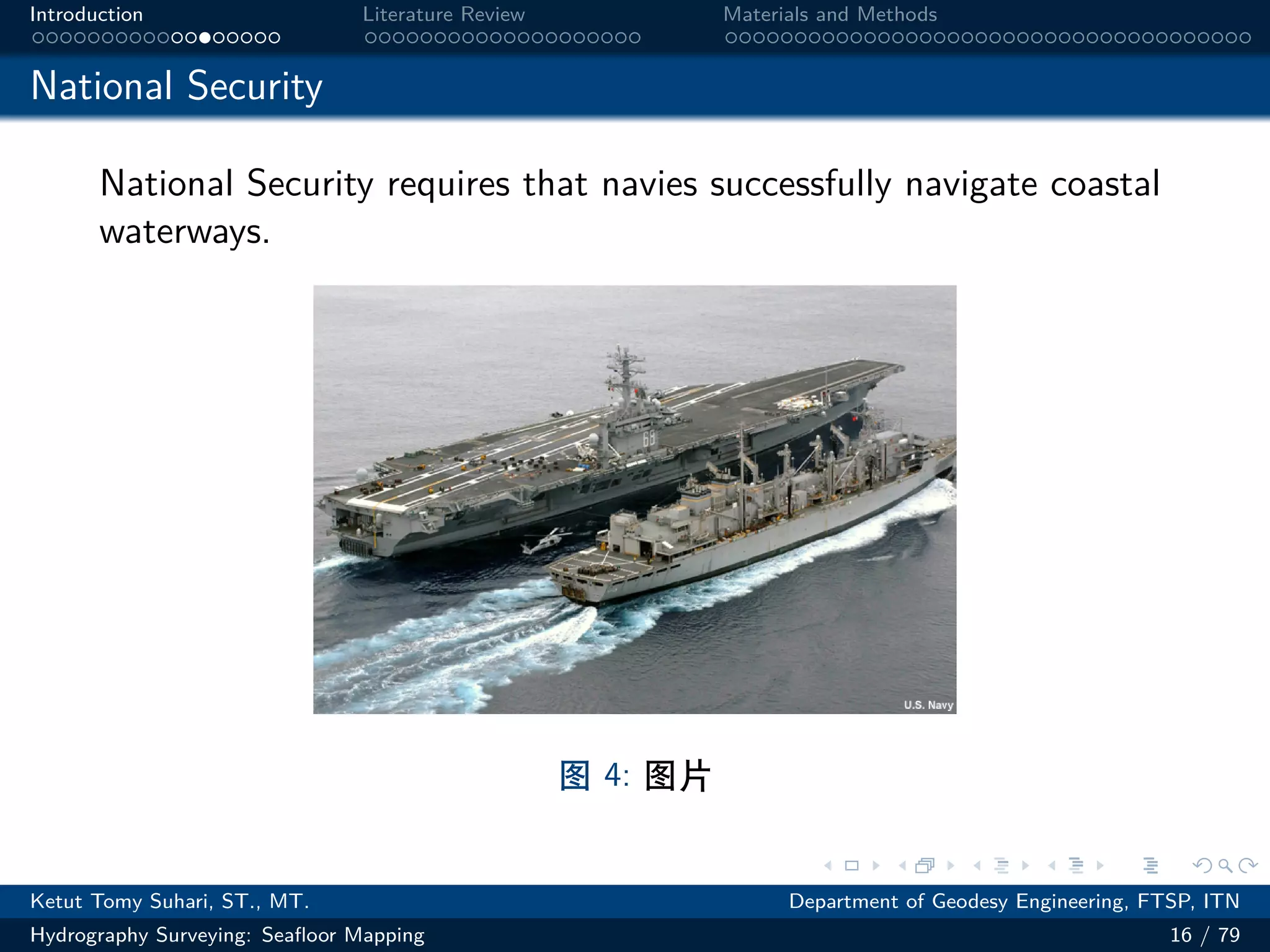 .
.
.
.
.
.
.
.
.
.
.
.
.
.
.
.
.
.
.
.
.
.
.
.
.
.
.
.
.
.
.
.
.
.
.
.
.
.
.
.
Introduction Literature Review Materials and Methods
National Security
National Security requires that navies successfully navigate coastal
waterways.
图 4: 图片
Ketut Tomy Suhari, ST., MT. Department of Geodesy Engineering, FTSP, ITN
Hydrography Surveying: Seafloor Mapping 16 / 79
 