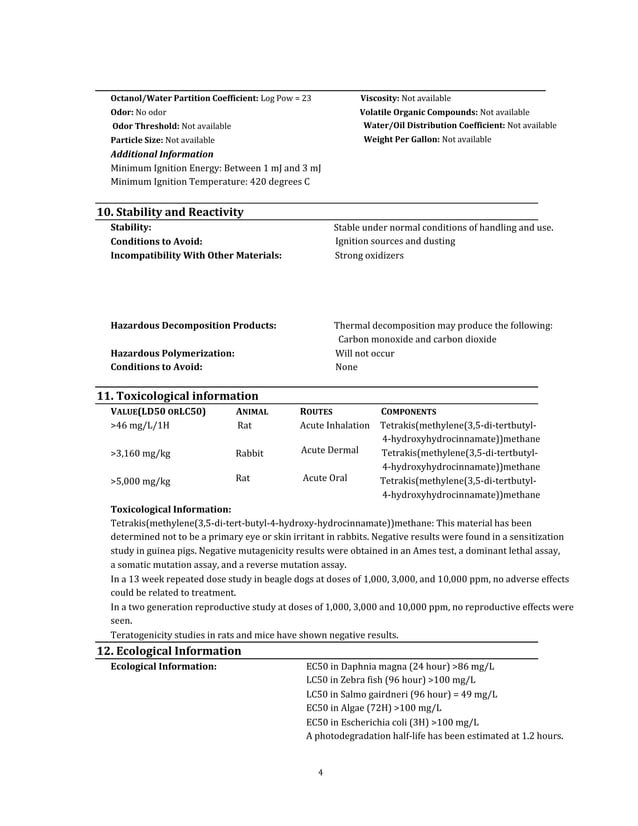 Antioxidant 1010 Irganox 1010 6683 19 8 Safety Data Sheet Msds Sds Antioxidant 1010 Irganox 1010 6683 19 8 Safety Data Sheet Msds Sds
