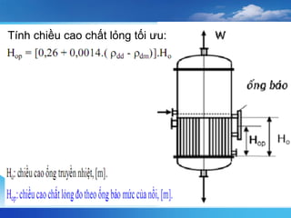 Tính chiều cao chất lỏng tối ưu:
 