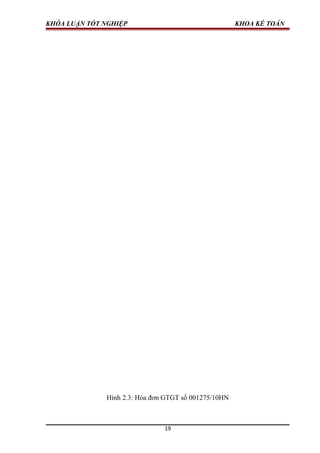 KHÓA LUẬN TỐT NGHIỆP KHOA KẾ TOÁN
Hình 2.3: Hóa đơn GTGT số 001275/10HN
19
 