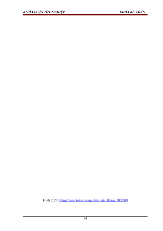 KHÓA LUẬN TỐT NGHIỆP KHOA KẾ TOÁN
Hình 2.20: Bảng thanh toán lương nhân viên tháng 10/2009
44
 