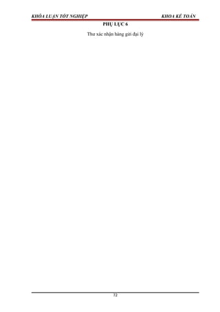 KHÓA LUẬN TỐT NGHIỆP KHOA KẾ TOÁN
PHỤ LỤC 6
Thư xác nhận hàng gửi đại lý
72
 