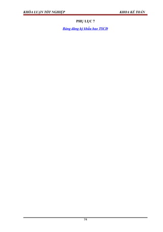 KHÓA LUẬN TỐT NGHIỆP KHOA KẾ TOÁN
PHỤ LỤC 7
Bảng đăng ký khấu hao TSCĐ
74
 