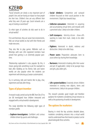 Kids, Tweens and Teens in Virtual Worlds | PDF