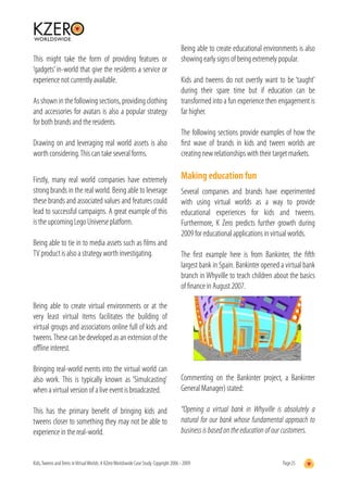 Kids, Tweens and Teens in Virtual Worlds | PDF