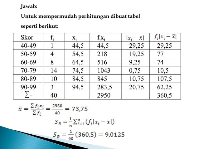 Tabel Desil KUARTIL, DESIL DAN SIMPANGAN RATA-RATA.ppt