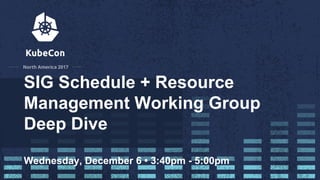 SIG Schedule + Resource
Management Working Group
Deep Dive
Wednesday, December 6 • 3:40pm - 5:00pm
 