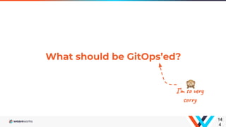 What should be GitOps’ed?
14
4
I’m o r
so y
 
