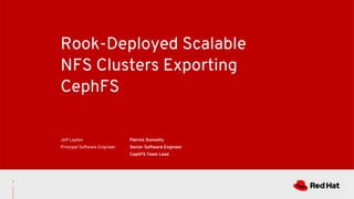 Rook-Deployed Scalable
NFS Clusters Exporting
CephFS
Jeff Layton
Principal Software Engineer
Patrick Donnelly
Senior Software Engineer
CephFS Team Lead
1
 