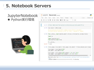 JupyterNotebook
 Python実行環境
25
5. Notebook Servers
 