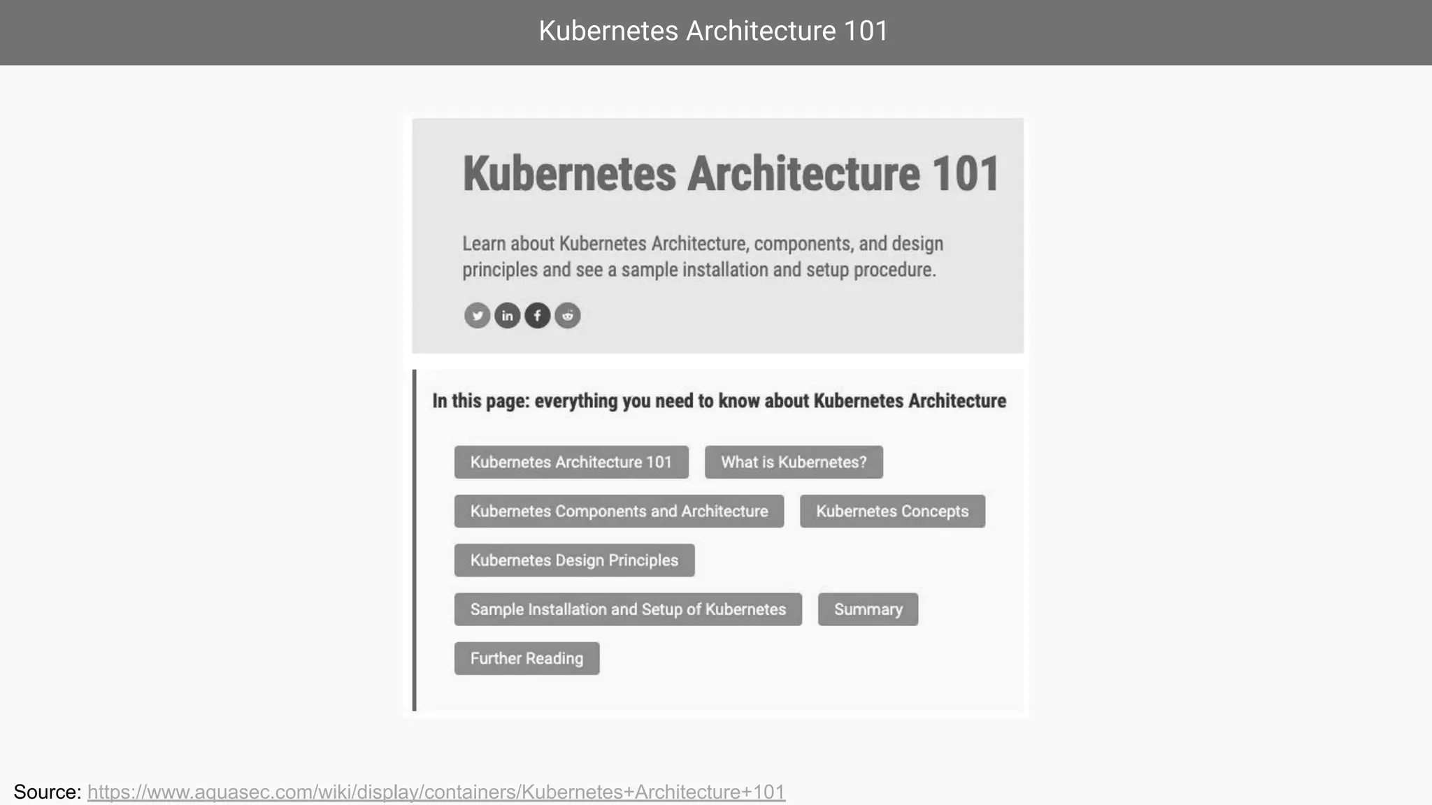 Kubernetes Architecture 101
Source: https://www.aquasec.com/wiki/display/containers/Kubernetes+Architecture+101
 