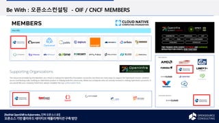 [RedHatOpenShifttoKubernetes,진짜오픈소스로!]
오픈소스기반클라우드네이티브애플리케이션구축방안
Be With : 오픈소스컨설팅 - OIF / CNCF MEMBERS
 