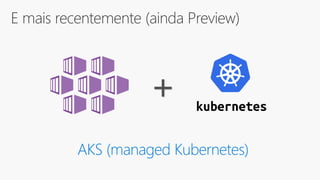 E mais recentemente (ainda Preview)
AKS (managed Kubernetes)
+
 
