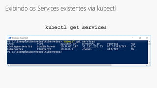 Exibindo os Services existentes via kubectl
kubectl get services
 