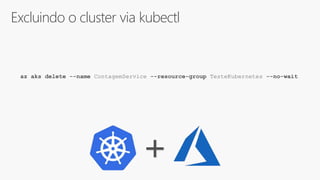 Excluindo o cluster via kubectl
az aks delete --name ContagemService --resource-group TesteKubernetes --no-wait
+
 