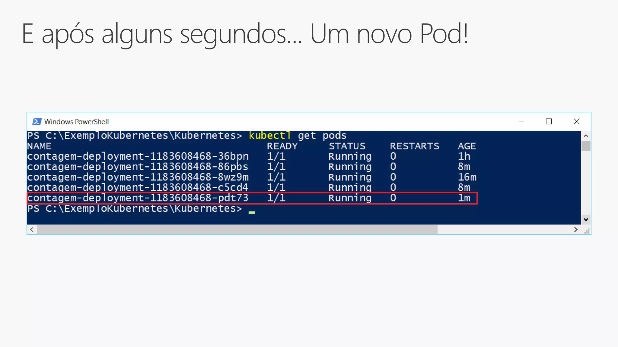 E após alguns segundos... Um novo Pod!
 