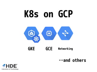 K8s on GCP
GKE GCE Networking
…and others
 