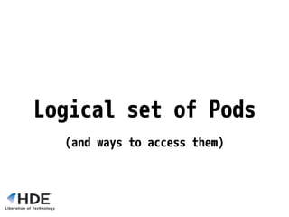 Logical set of Pods
(and ways to access them)
 