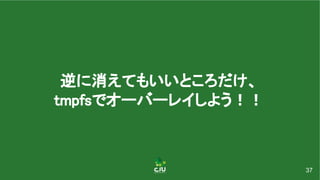 逆に消えてもいいところだけ、 
tmpfsでオーバーレイしよう！！ 
37
 