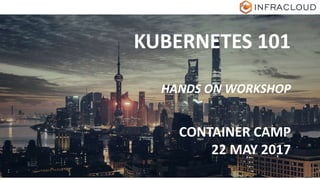 KUBERNETES 101
HANDS ON WORKSHOP
CONTAINER CAMP
22 MAY 2017
 