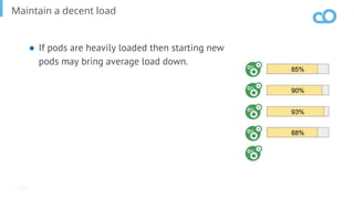 Page
Maintain a decent load
● If pods are heavily loaded then starting new
pods may bring average load down.
 