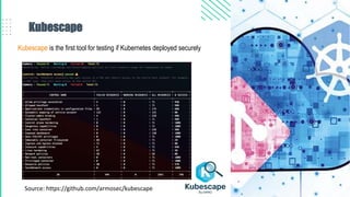 Kubescape
Kubescape is the first tool for testing if Kubernetes deployed securely
Source: https://github.com/armosec/kubescape
 