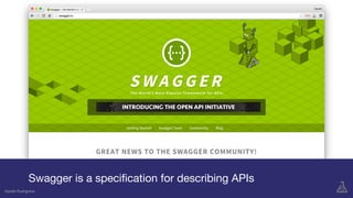 Gareth Rushgrove
Swagger is a speciﬁcation for describing APIs
Gareth Rushgrove
 
