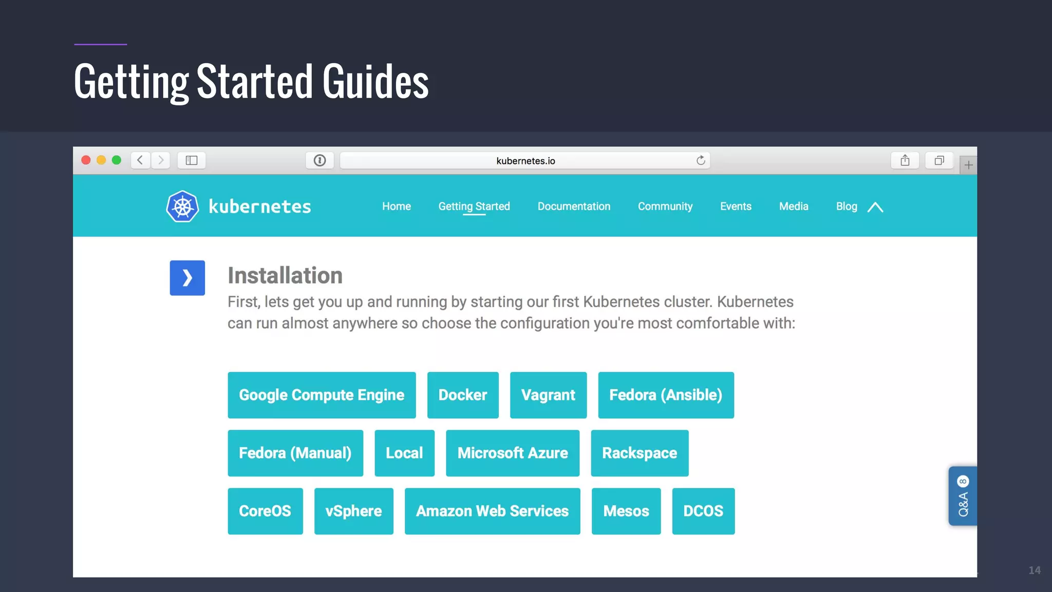 #k8sber @the1stein @mieszkoman © 2015 Mesosphere, Inc. All Rights Reserved. 14
Getting Started Guides
 