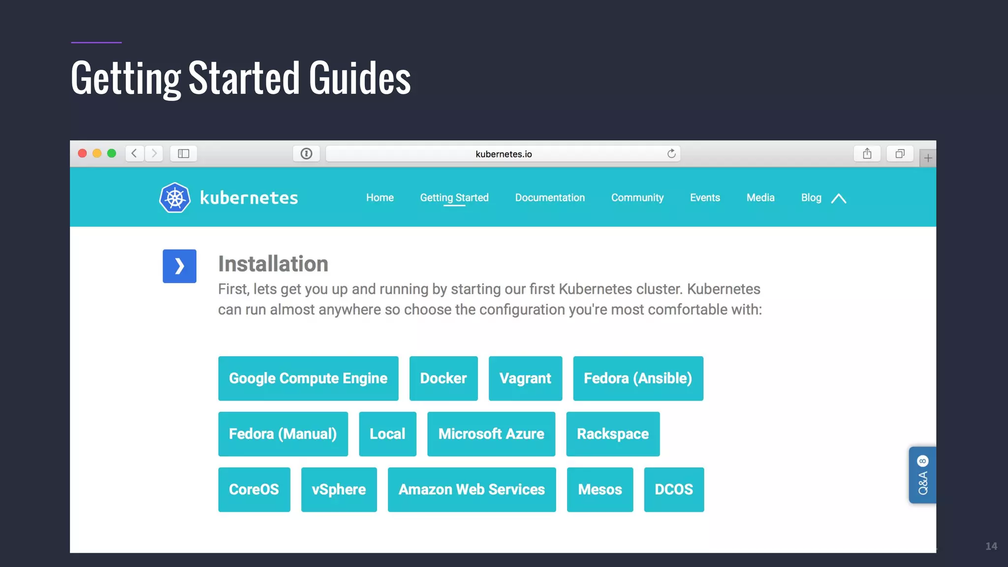 #k8sparis @the1stein © 2015 Mesosphere, Inc. All Rights Reserved. 14 Getting Started Guides 