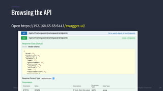 #k8sparis @the1stein © 2015 Mesosphere, Inc. All Rights Reserved. 24
Browsing the API
Open https://192.168.65.65:6443/swagger-ui/
 