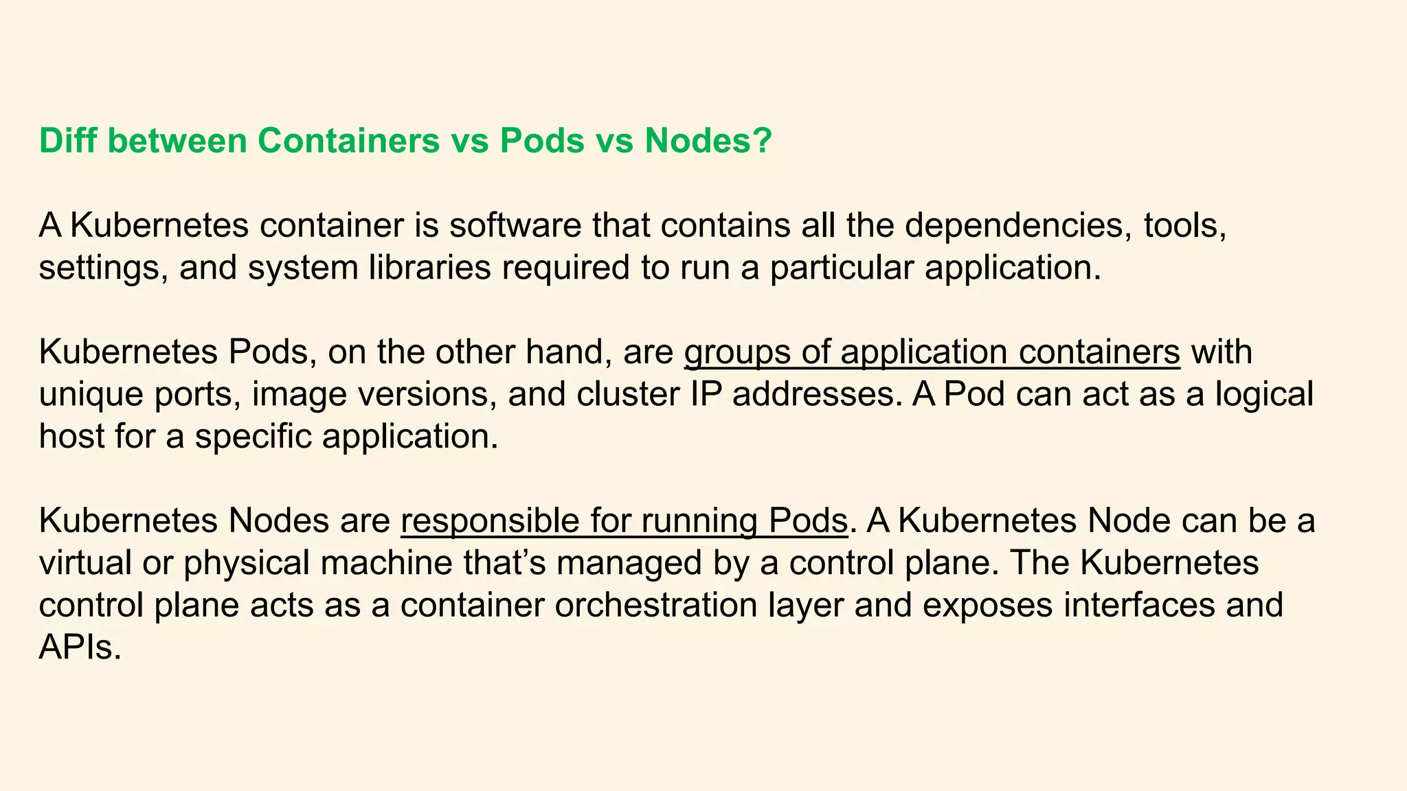 Kubernetes Cluster vs Nodes vs Pods vs Containers Comparison | PPT