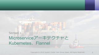 Microserviceアーキテクチャと
Kubernetes、Flannel
Section 1
5Copyright © 2018 System Center User Group Japan. All Rights Reserved.
 