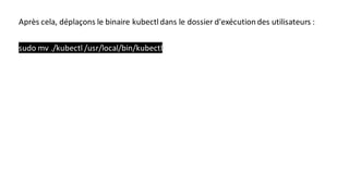 Après cela, déplaçons le binaire kubectl dans le dossier d'exécution des utilisateurs :
sudo mv ./kubectl /usr/local/bin/kubectl
 