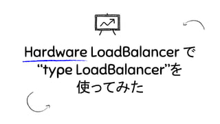 Hardware LoadBalancer で
“type LoadBalancer”を
使ってみた
 