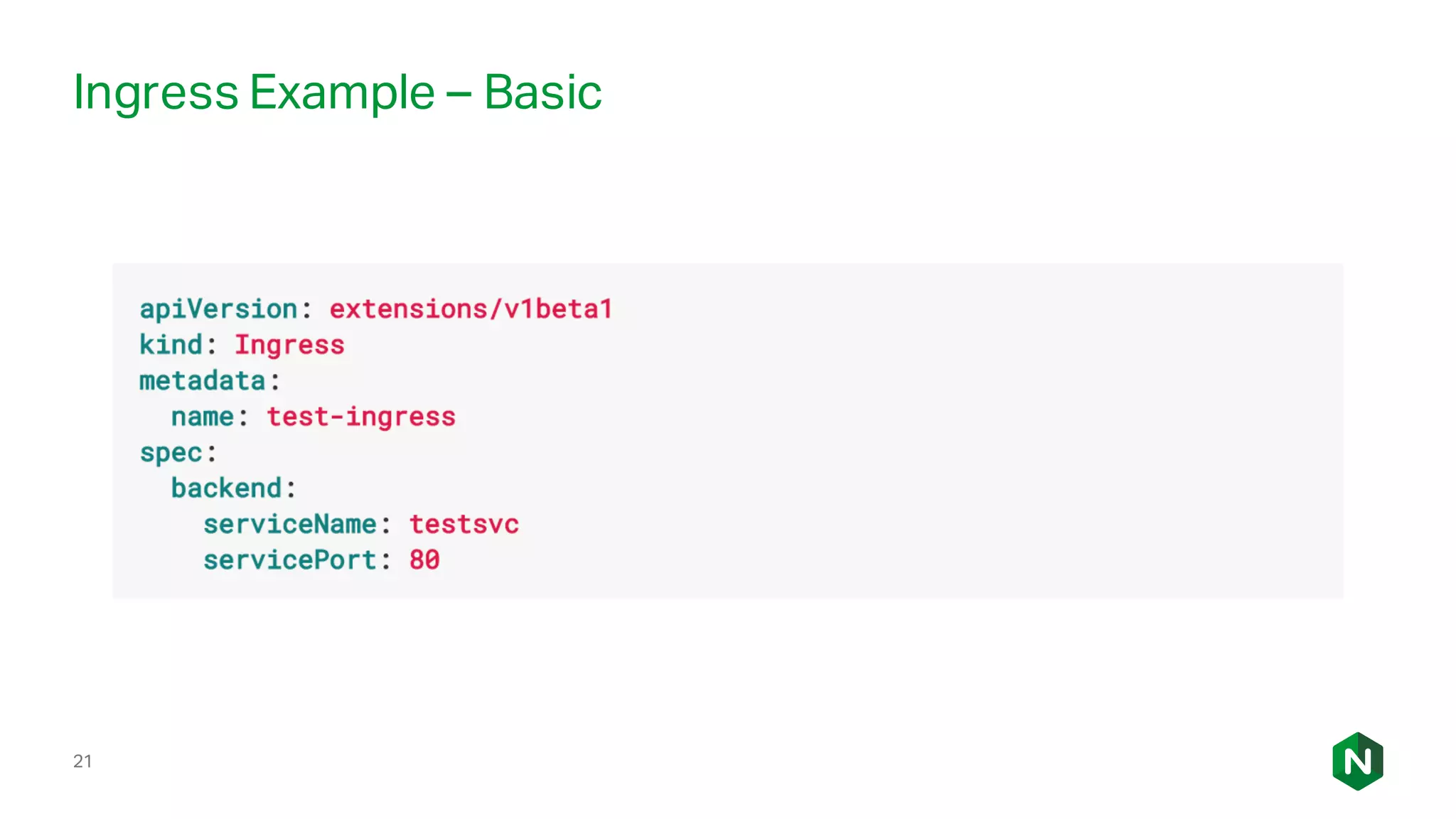 21
Ingress Example – Basic
 