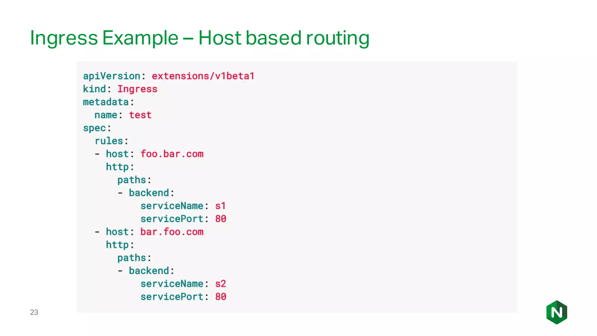 23
Ingress Example – Host based routing
 