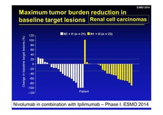 Renal cell carcinomas
Nivolumab in combination with Ipilimumab – Phase I. ESMO 2014
 