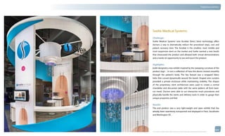 thinkubik.com                                                                                                                   Tradeshow Exhibits




                Svelte Medical Systems
                Challenge:
                Svelte Medical Systems’ new Acrobat Direct Stent technology offers
                doctors a way to dramatically reduce the procedural steps, cost and
                patient recovery time. The Acrobat is the smallest, most nimble and
                most responsive stent on the market and Svelte wanted a new booth
                that showcased the product and allowed both virtual demonstrations
                and a hands-on opportunity to see and touch the product.


                Highlights:
                kubik designed a new exhibit inspired by the sweeping curvature of the
                product logo – in turn a reflection of how the device moved smoothly
                through the patient’s body. The key feature was a wrapped fabric
                helix that curved dynamically around the booth. Draped wire curtains
                provided a private enclosure while maintaining visibility. The shapes
                of the proprietary stent architecture were used to create a central
                chandelier and discussion table with the same pattern, all from laser-
                cut metal. Doctors were able to run interactive mock procedures and
                physically handle the stents and delivery tools in order to gauge their
                unique properties and feel.

                Results:
                The end product was a very light-weight and open exhibit that has
                already been seamlessly transported and displayed in Paris, Stockholm
                and Washington DC.




                © 2012 kubik inc. All rights reserved.® ‘kubik’, ‘think kubik’ and ‘beyond imagination’ are registered trademarks of kubik Inc.
 