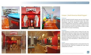 thinkubik.com                                                                                      Retail and Interior Environments




                Camper | North American Retail Program
                Challenge:
                kubik was awarded the General Contractor work and custom fixtures
                fabrication for the Edmonton and Montreal Camper Store. kubik’s
                responsibilities ranged from demolition of existing infrastructure
                interior, to rebuilding interior and store front; installation of drywall, new
                electrical, plumbing as per engineered drawings. In addition, we were
                asked to fabricate and install new custom fixtures, all within a 4 week
                period, ready for the Camper Grand Opening.


                Highlights:
                Custom fabrication of all interior fixtures including 250 acrylic shoe
                display platforms fabricated in multiple colors; custom layered plywood
                chandeliers and wooden shoe display plinths; shoe shaped couches
                fabricated in multi colored urethane layers & 12 vacuum formed resin
                lamps with LED lighting. The Montreal store was completed with a red
                epoxy floor with a “story” hand painted on. Edmonton took on a more
                natural approach.


                Results:
                kubik succeeded by completing all work in a short period of time. The
                stores were torn down, rebuilt and a completely new custom interior
                installed within 4 to 6 weeks.




                © 2012 kubik inc. All rights reserved.® ‘kubik’, ‘think kubik’ and ‘beyond imagination’ are registered trademarks of kubik Inc.
 
