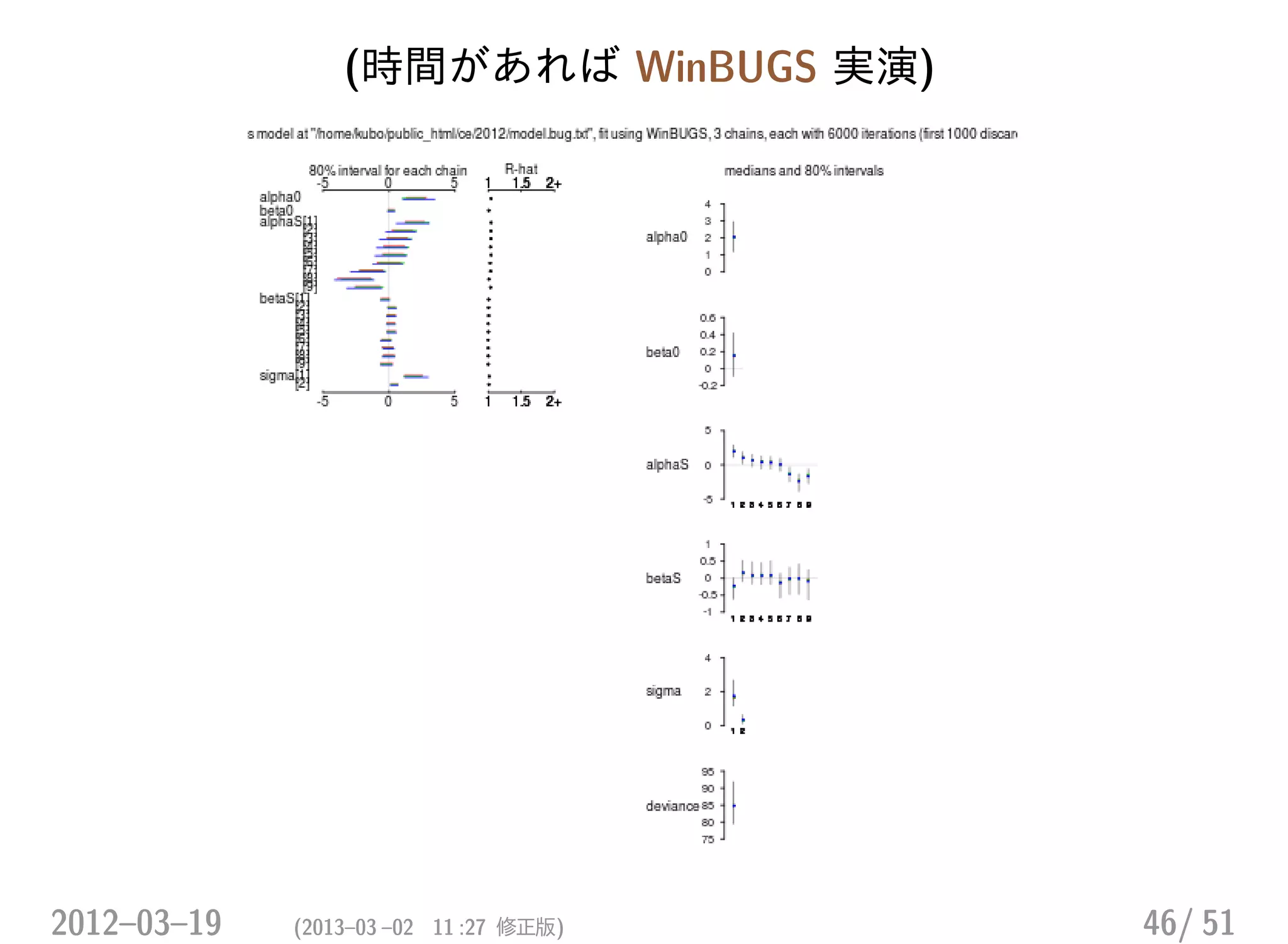 (時間があれば WinBUGS 実演)
2012–03–19 (2013–03 –02 11 :27 修正版) 46/ 51
 