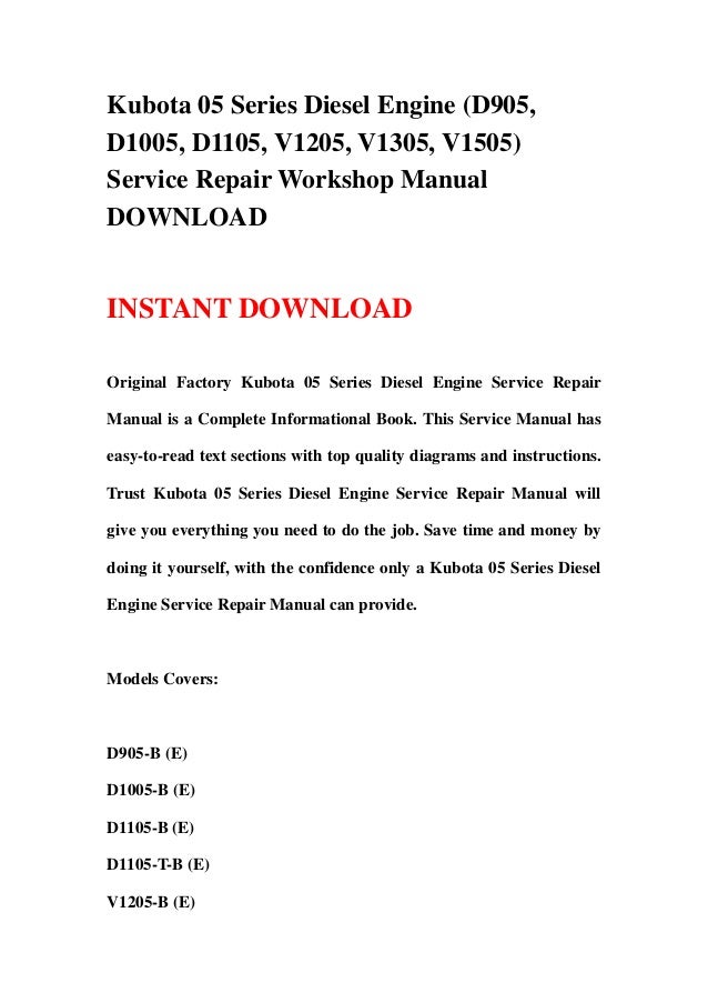 Kubota B1700 Service Manual
